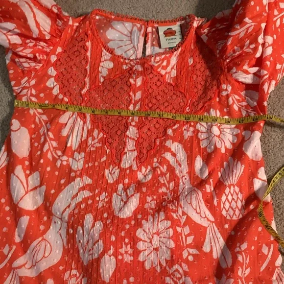 Women's FARM Rio Set Orange Neon Jungle Mini Bohemian Skirt | L /  Top | M - Picture 9 of 15